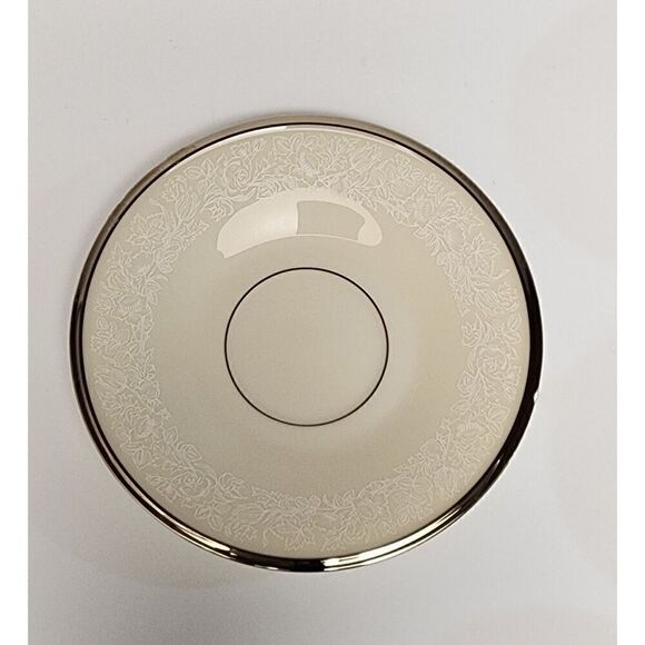 Lenox Moonspun Footed 6 Set Of Cup & Saucer Ivory/Silver Trim - Picture 4 of 11